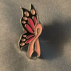 Pink and Black Butterfly Ribbon Brooch